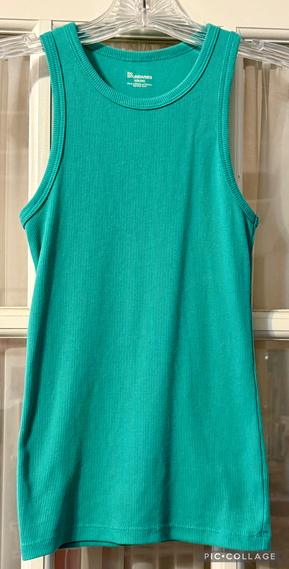 Green ribbed tank top - size XXS (00) - size Junior - XS (0/1)
