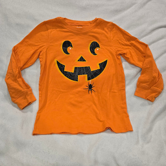 Carter's jack-o-lantern LS orange tee, VGUC 7/7A - size Youth - 7 (S)