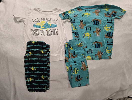 2 pairs fitted pjs GUC octopus, bear viking - size Youth - 8 (M)