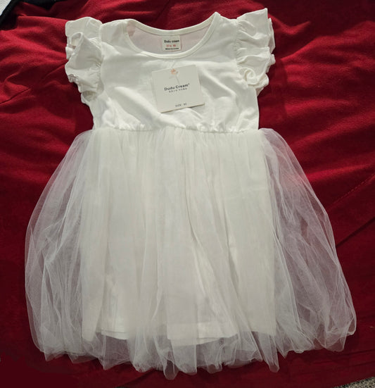 Brand new cream dress Soft cotton base, NWT - size Toddler - 2T