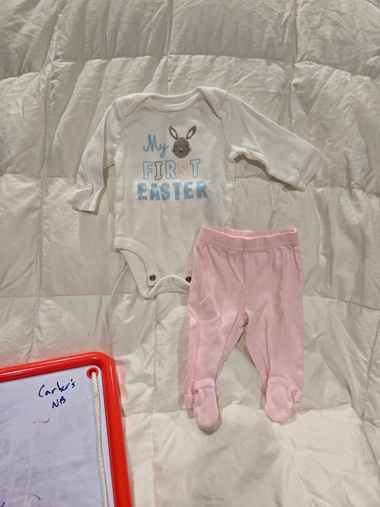 My First Easter onesie + pink footed pants - size Month - Newborn