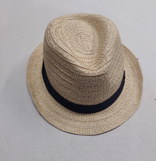Boy's Straw Hat with Blue Ribbon