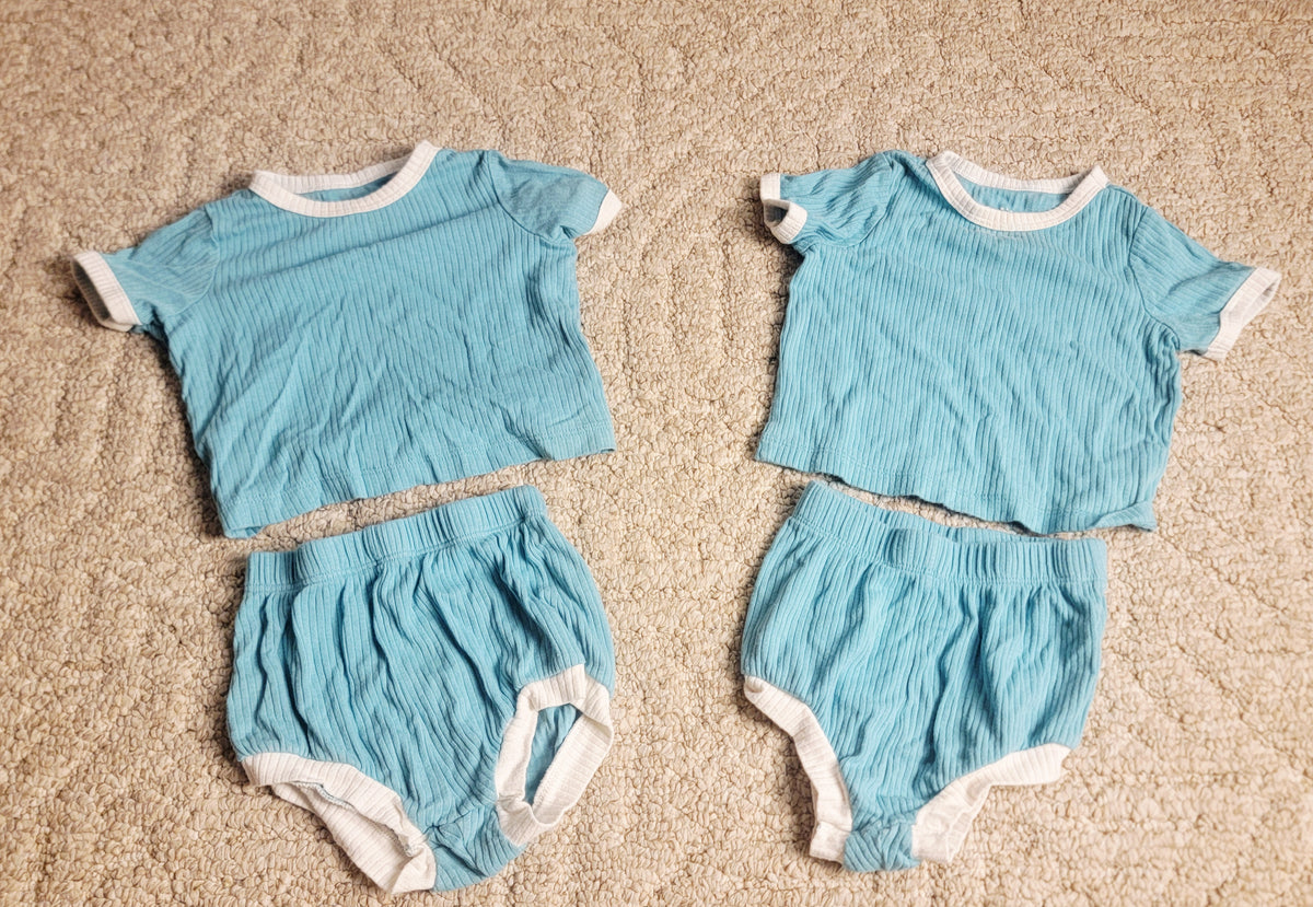 VGUC Cat and Jack 6-9m Lt Blue SS with bottoms - size Month - 6-9 / 9M