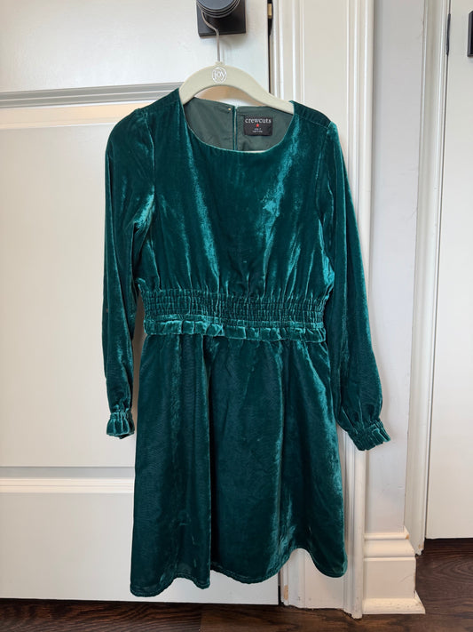 Crewcuts Holiday Dress EUC Green Velvet - size Youth - 7 (S)