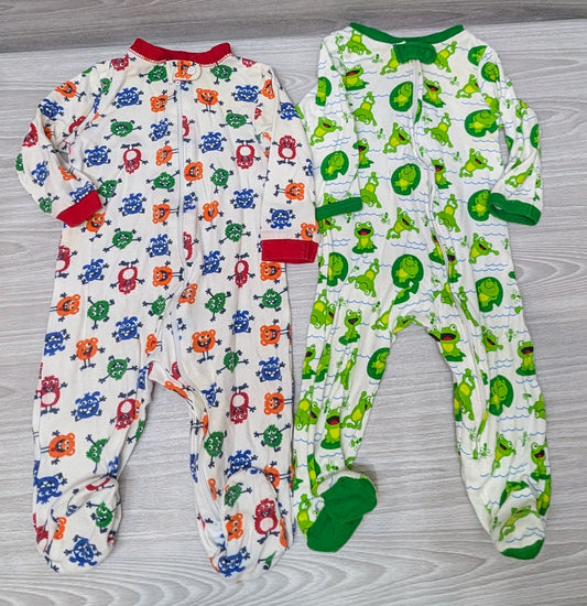 6-9M Monster Frog Footy Jammies, zip closure! - size Month - 6-9 / 9M