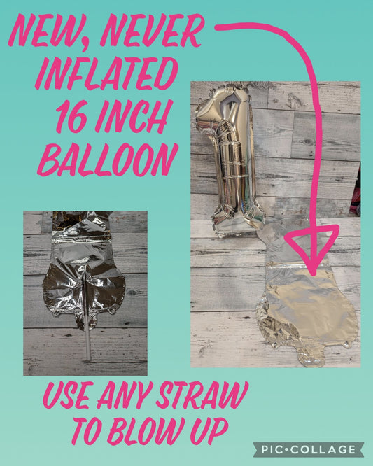 Silver #1 16in NWOT Mylar Balloon