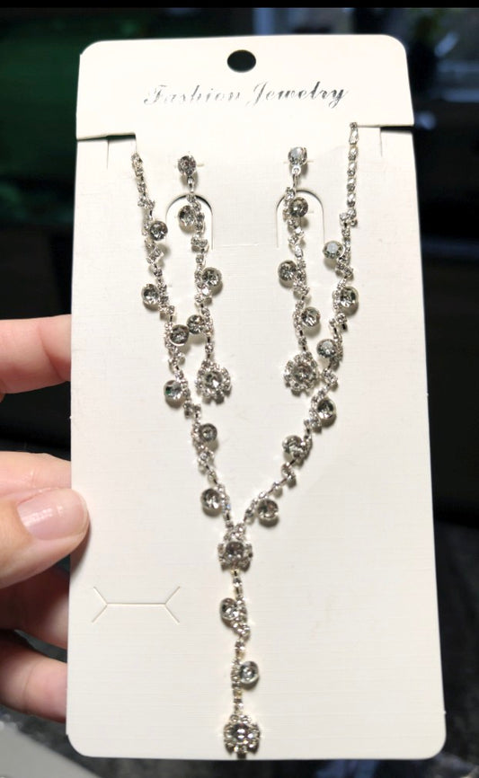 NEW Rhinestone Necklance Earrings set 4
