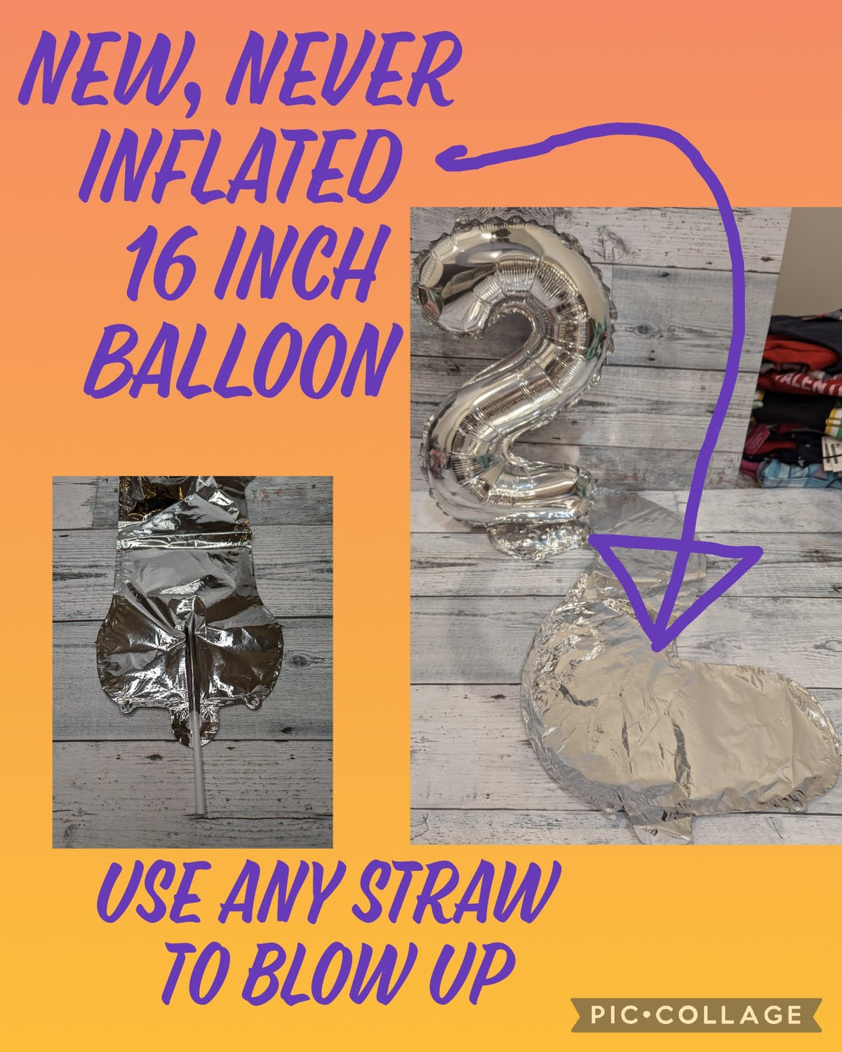 Silver #2 16 in NWOT Mylar Balloon 1
