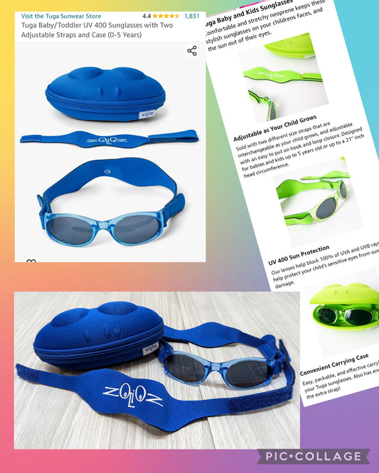 EUC Blue Tuga Baby Kid sunglasses, 2 straps