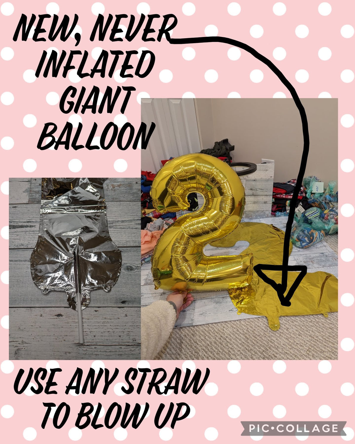 NWOT Gold #2 30in Mylar Birthday Balloon 8