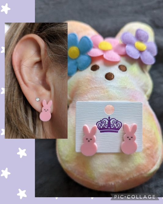 NWT Pink Peeps Easter Earrings- new in bag #4