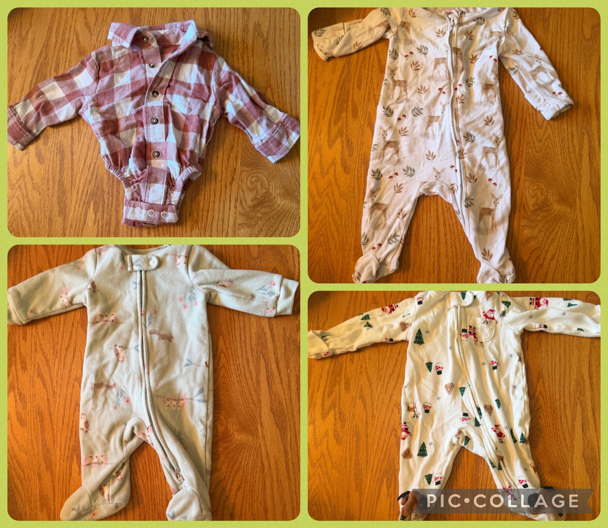 3 sleepers and bonus Plaid LS shirt - size Month - Newborn