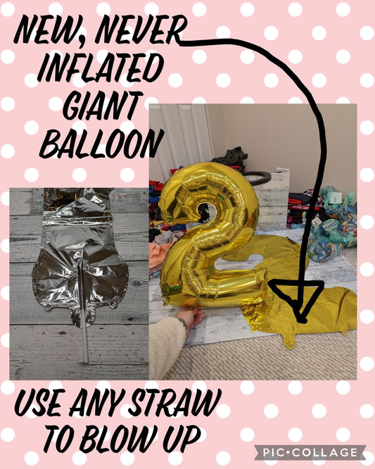 NWOT Gold #2 30in Mylar Birthday Balloon 11