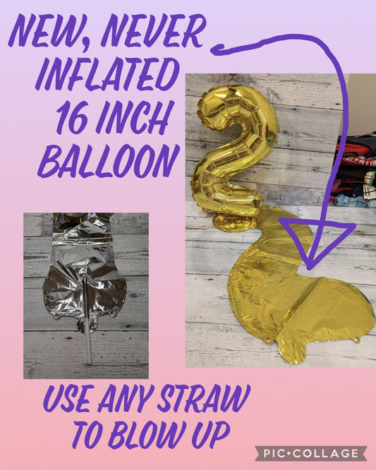Gold #2 16in NWOT Mylar Balloon 4