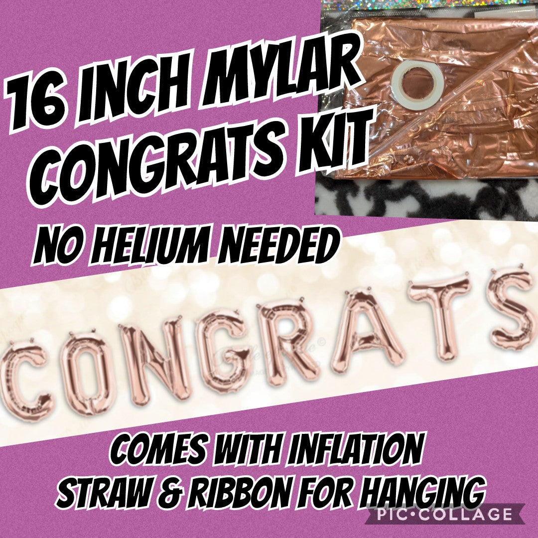 NEW 16in Rose Gold Congrats Balloon Banner
