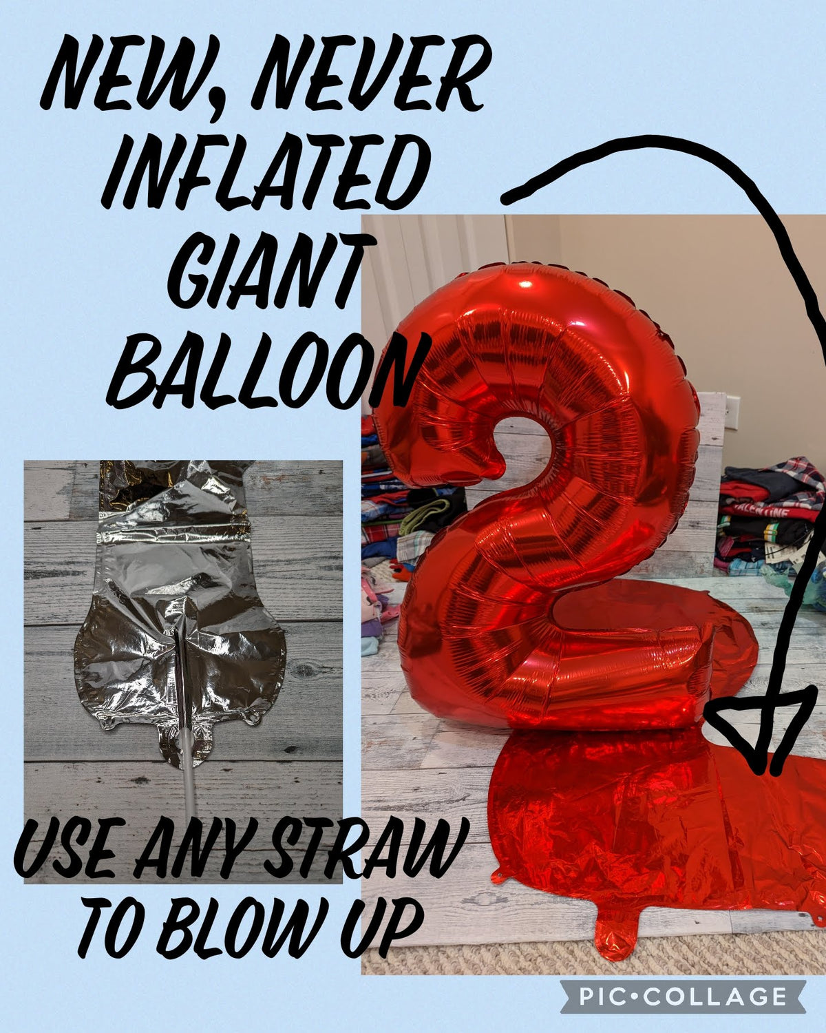 NWOT Red #2 30in Mylar Birthday Balloon 10