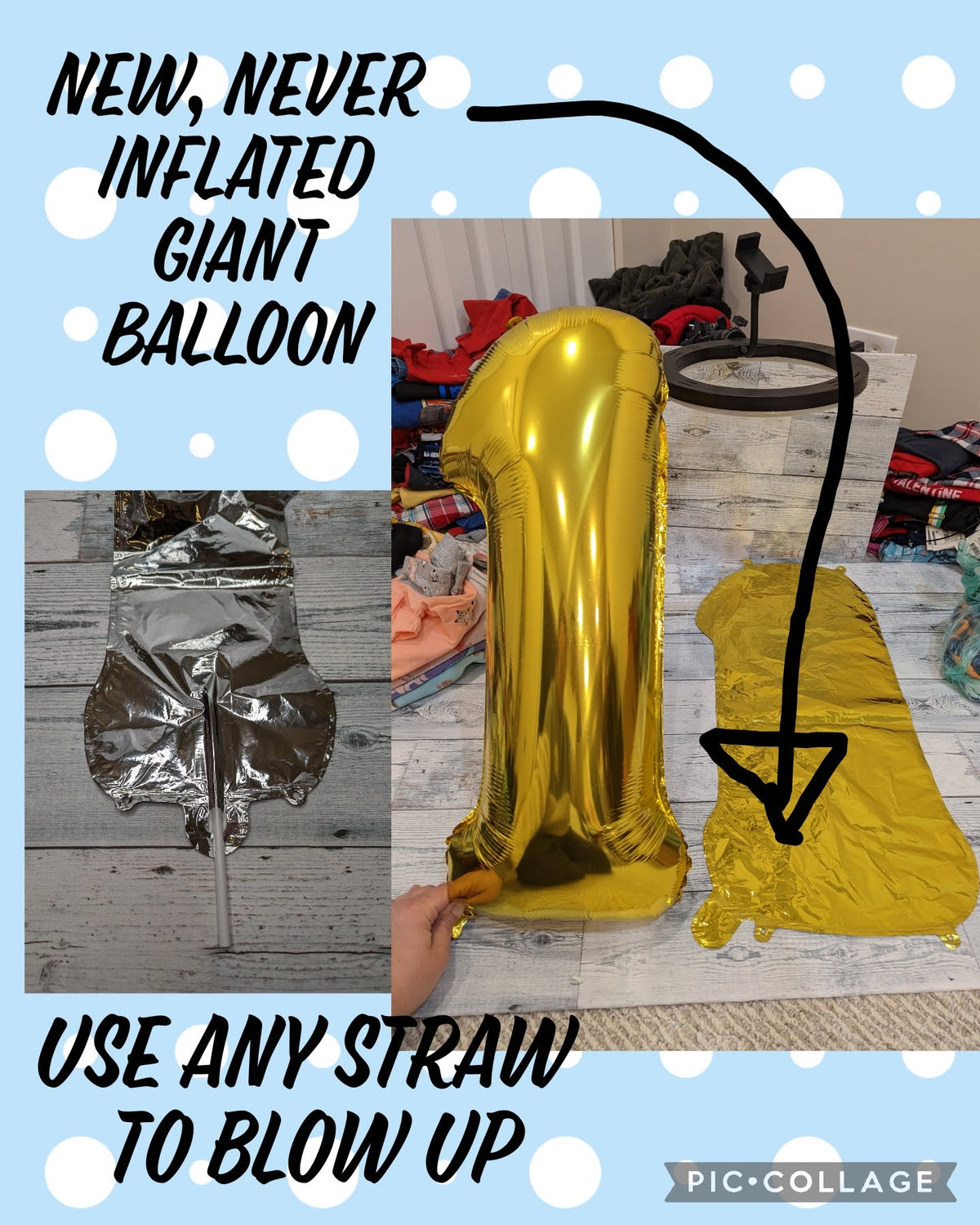 NWOT Gold #1 30in Mylar Birthday Balloon 2