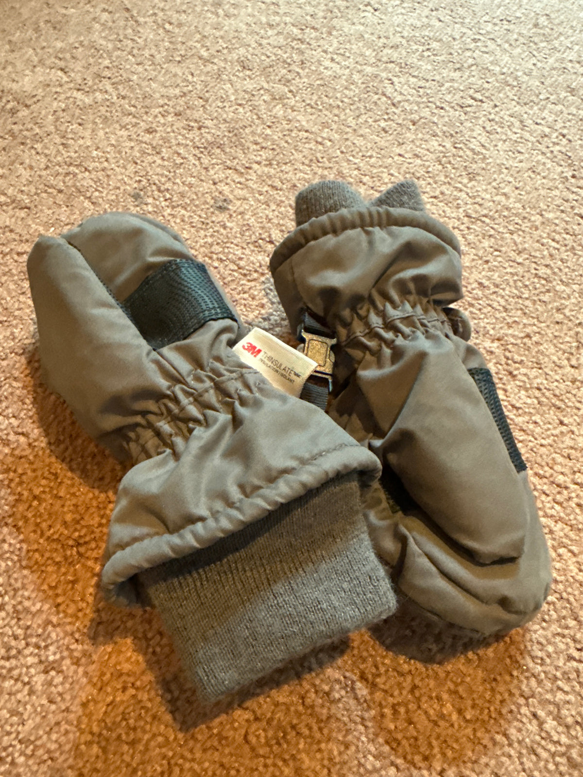 Gray mittens Waterproof. 1 of 2 - size Toddler - 2T