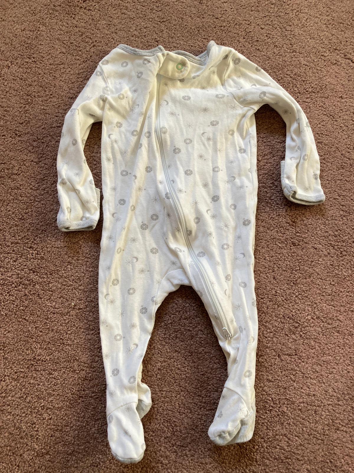 White with Gray Accents Onesie - size Month - 3-6 / 6M
