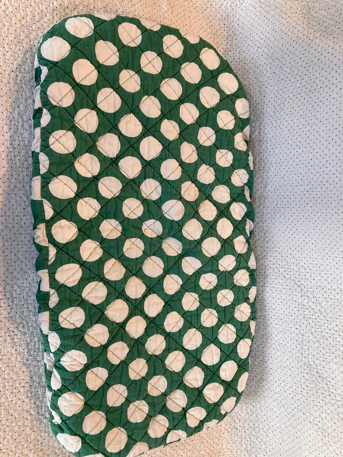 Land of Nod Green/White Polka Dot Changing Cover