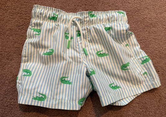 Blue Striped Alligator Swim Shorts Cat & Jack - size Youth - 4 (XS)