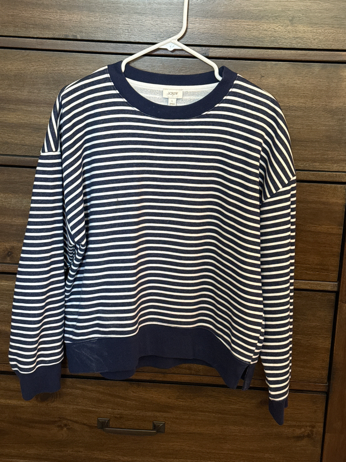 J Crew Sweatshirt Blue Stripe - size Women - L (12/14)