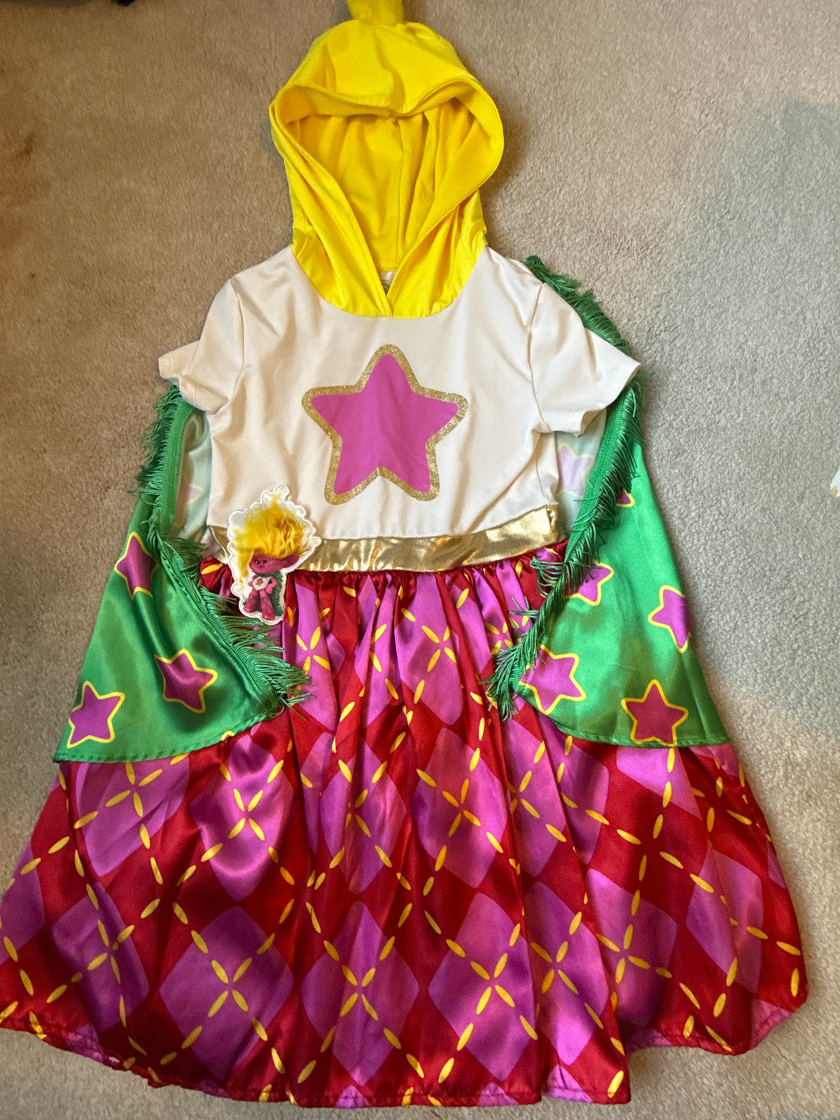 Trolls Dress Detachable Cape - size Youth - 6 (S)