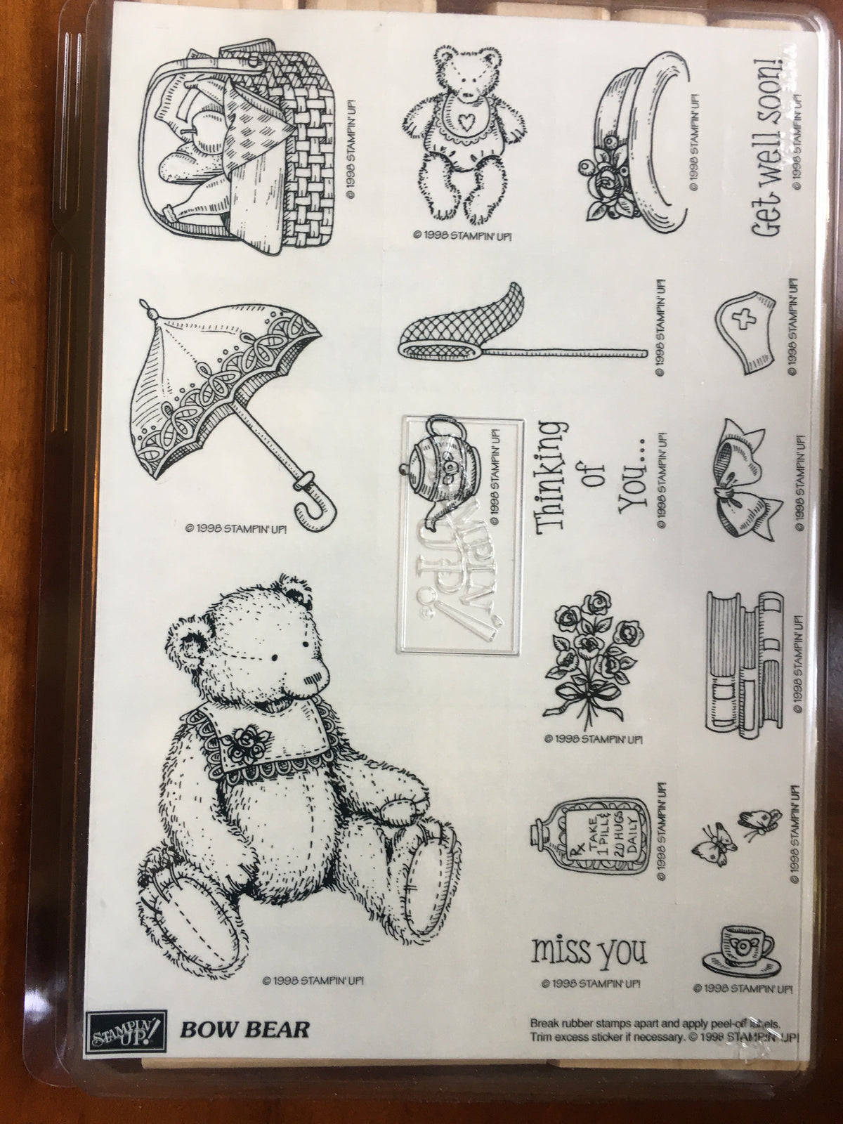 17 new stamps wooden + rubber, bear