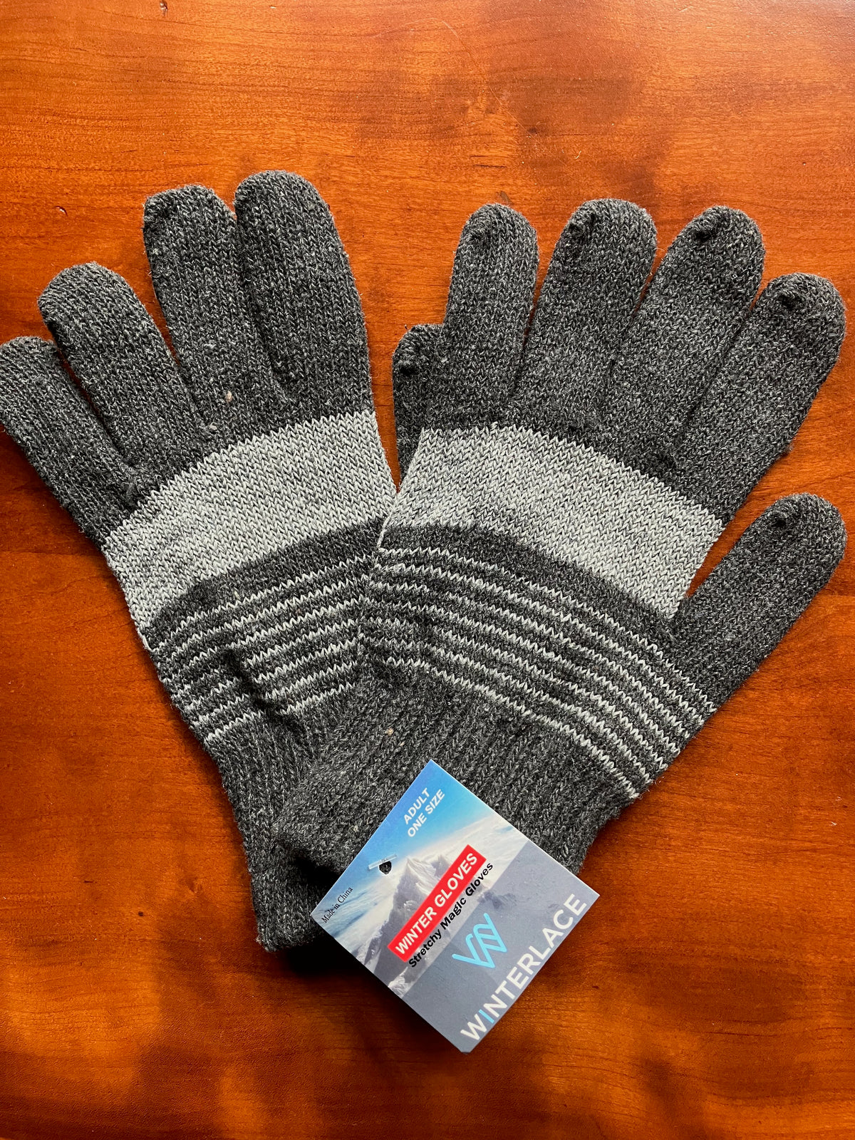 NEW adult one size grey gloves acrylic