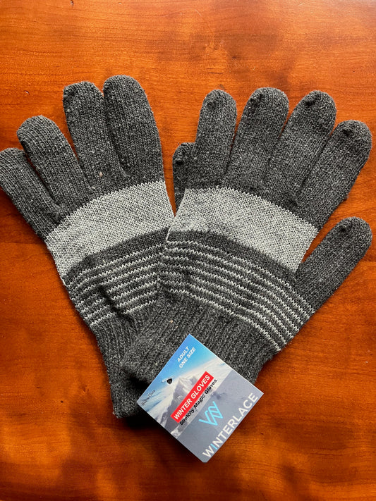 NEW adult one size grey gloves acrylic