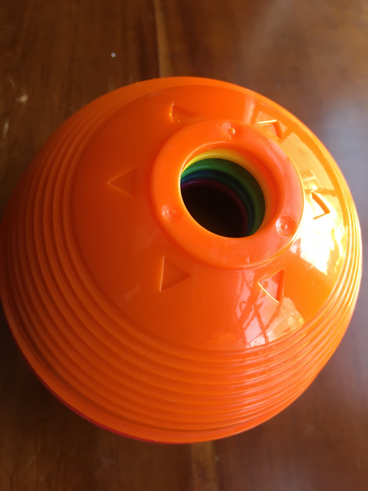 5 colorful nesting balls with 6th rattling inside