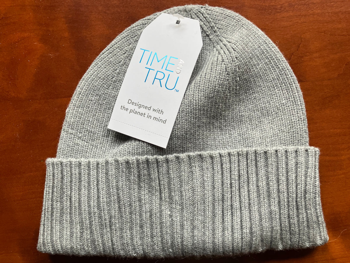 NEW adult one size hat grey ribbed