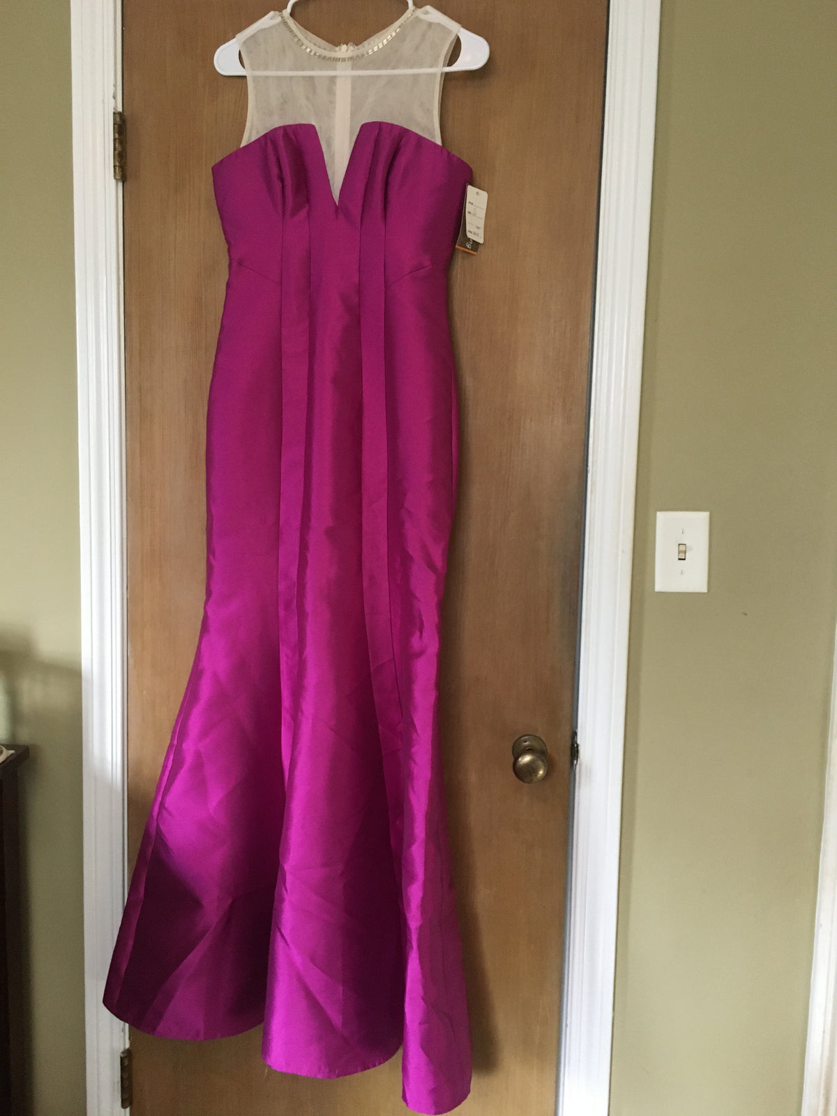 NWT org. $64, zipup back long, purple, beaded - size Women - S (4/6)