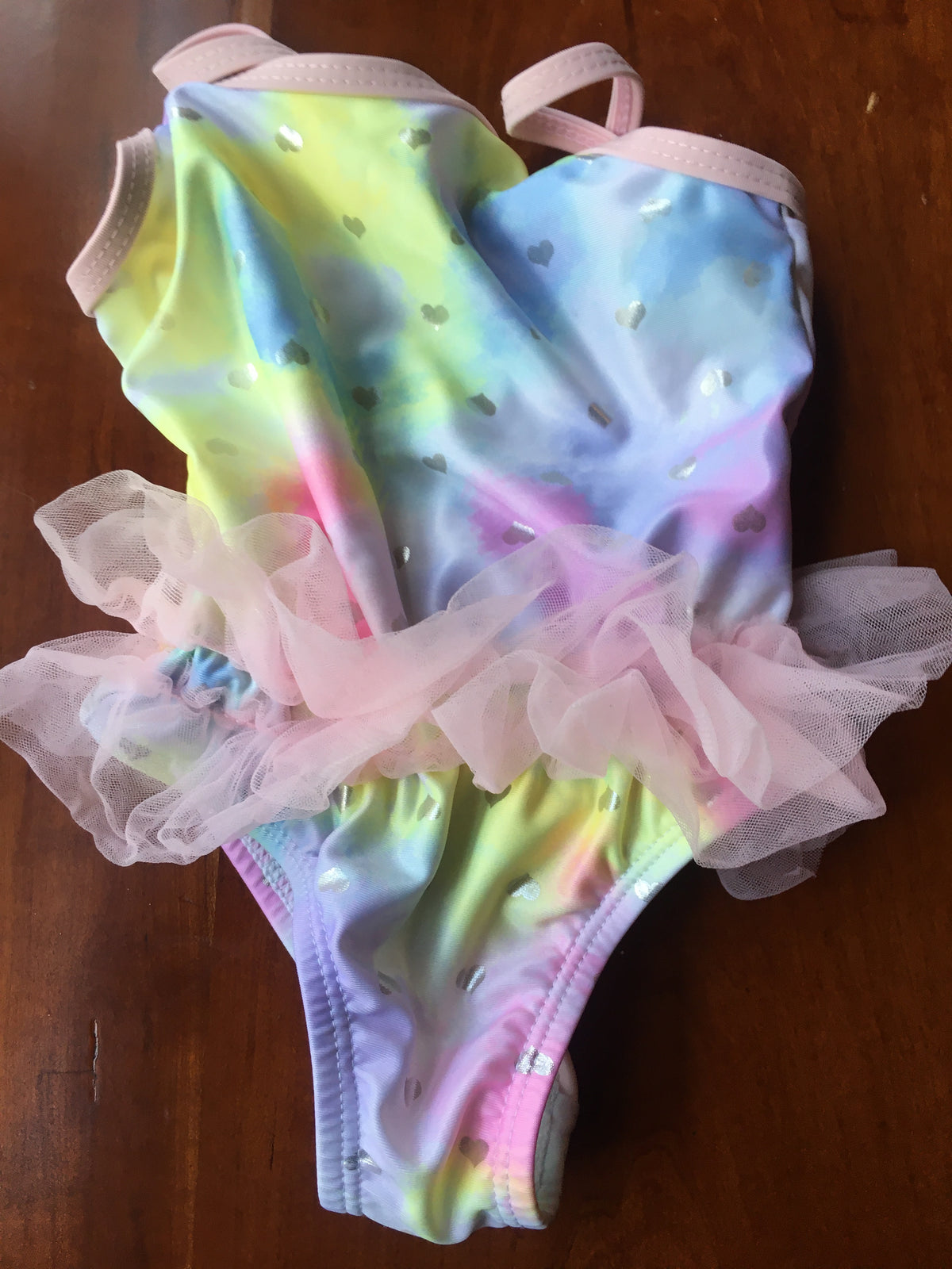 wondernation, one piece ruffle with shiny hearts - size Month - 12-18 / 18M