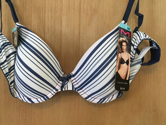 NWT Navy striped 34C t shirt bra, Org $35