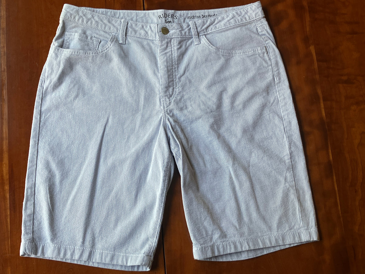 Riders by Lee blue stripes, midrise bermuda - size Women - L (12/14)