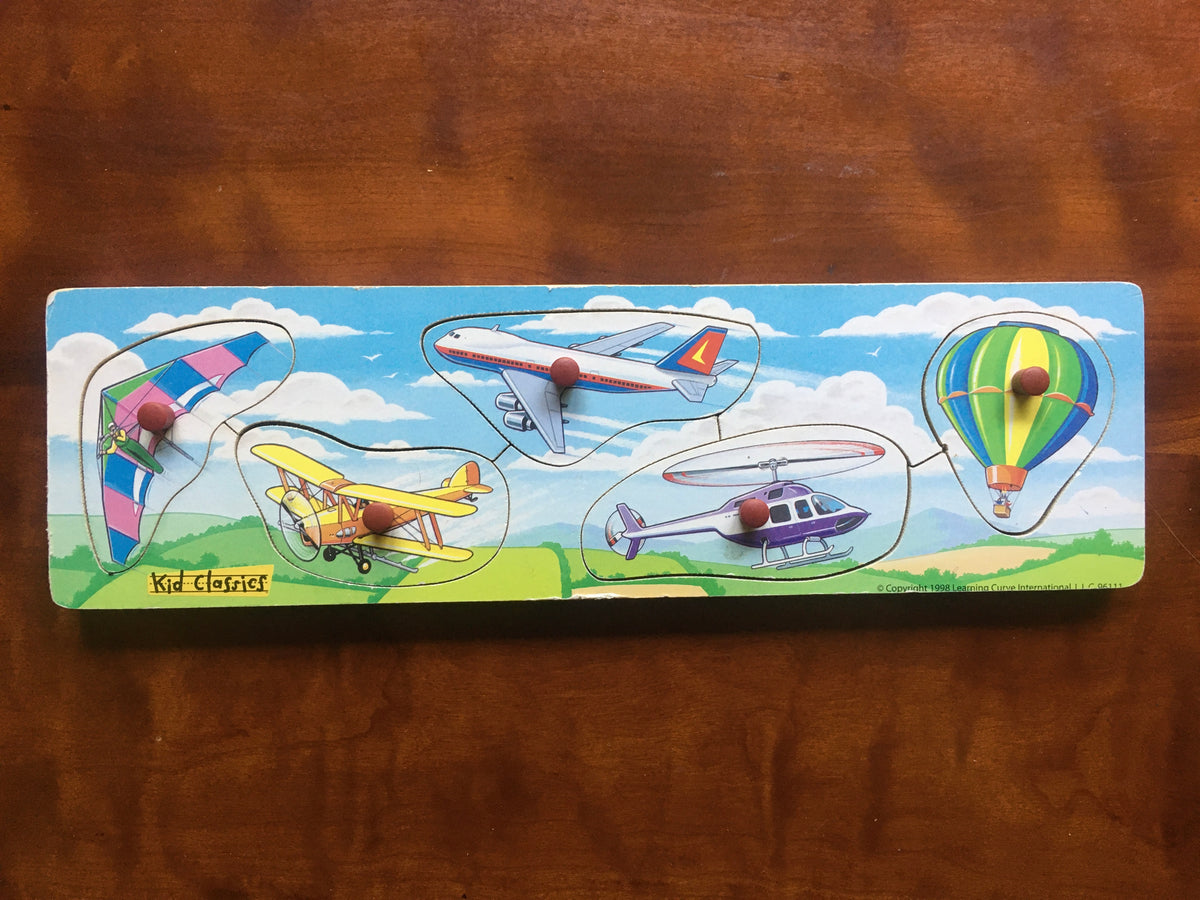 Wooden, flying planes, hot air balloon