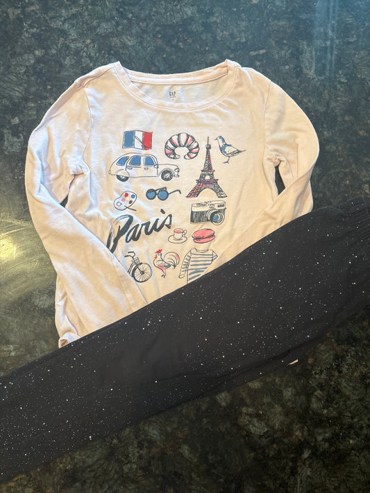 Gap (S), Paris T-shirt & Pants(glitter worn off - size Youth - 6 (S)