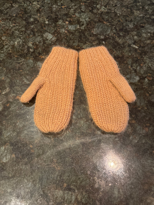 Camel knit mittens Women's