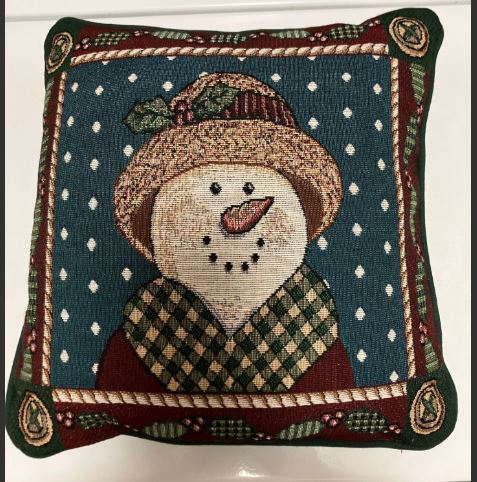 Christmas pillow snowman (12 in x 12 in)