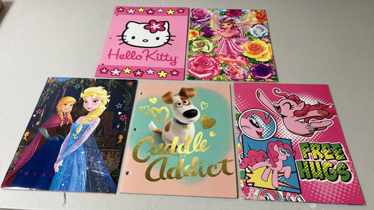 5 Two pocket folders New, (no prongs)