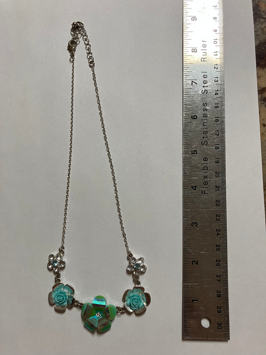 New blue flower necklace Claire's