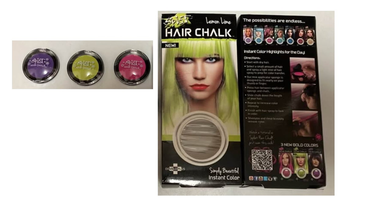 New Splat Hair chalk pink, purple & lemonlime
