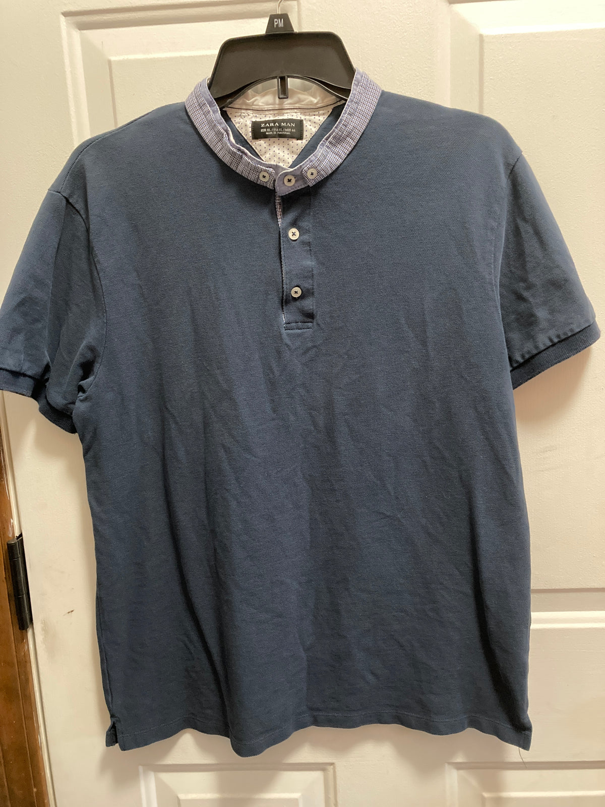 Blue polo shirt round collar (Zara Man) - size Teen/Men - M (32-34)