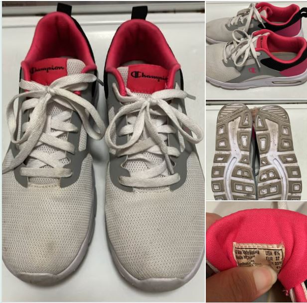 EUC White/gray/pink tennis shoes (Champion) - size Shoes - Adult 6 1/2