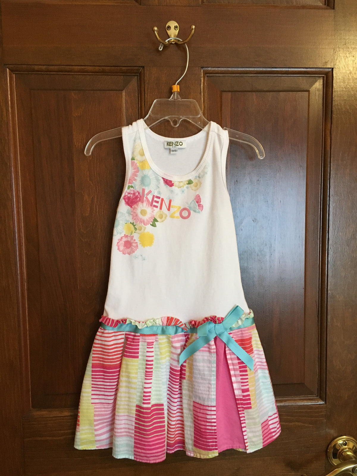 New white/plaid sundress Kenzo (France) - size Youth - 5 (XS)