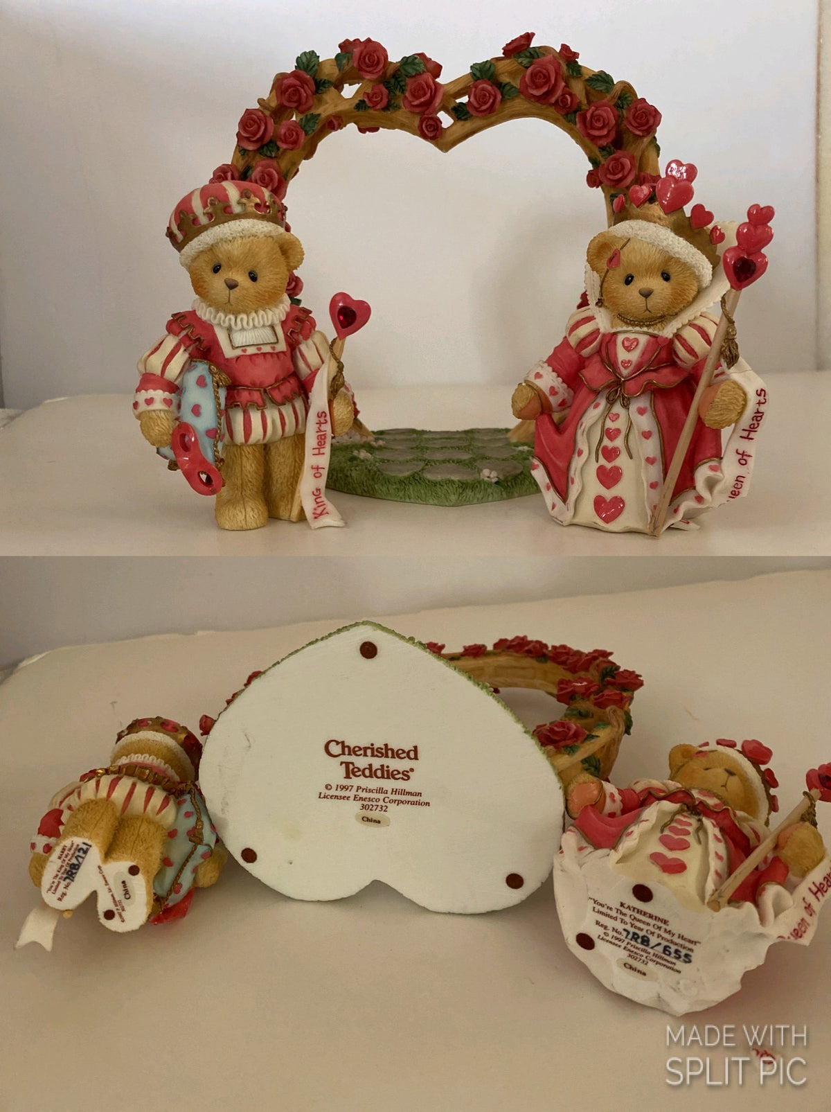 Cherished Teddies:king &queen of hearts sm chip