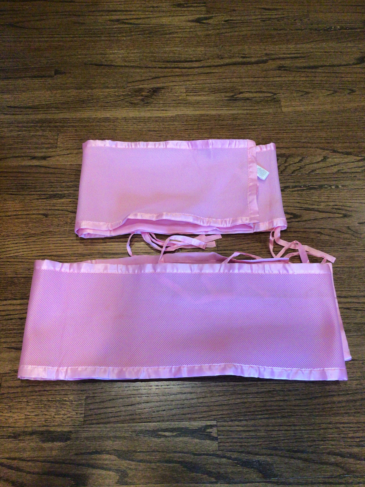 Pink Mesh Crib Bumpers (2) - size Month - 6-12