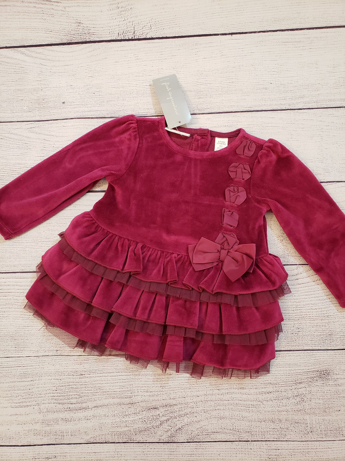 Velvet burgundy dress NWT TAG New - size Month - 6-9 / 9M