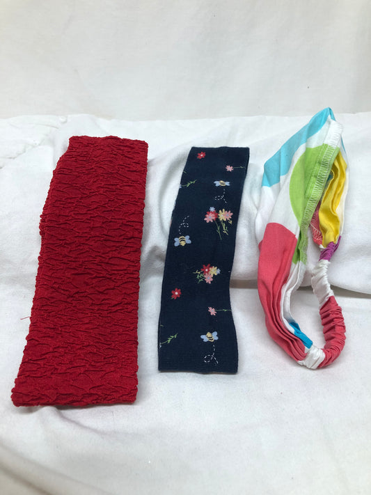 3 pc girls headbands red/navy flower/multi